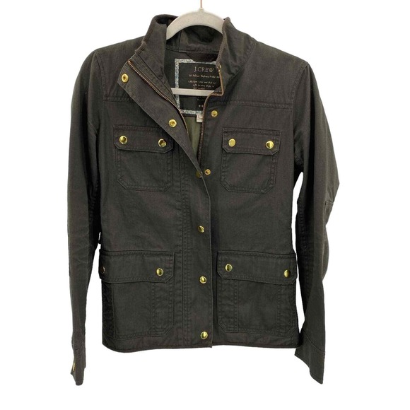 J.Crew Relaxed Boyfriend Field Jacket Womens XS Army Green Full Zip Pockets - Picture 1 of 12